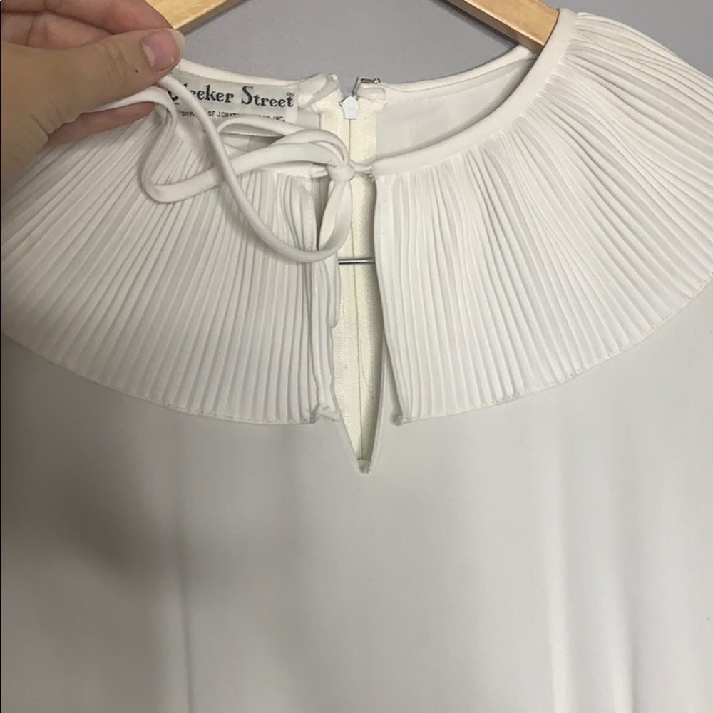 Vintage Navy & White Ruffle Dress Stretch S/M - Picture 6 of 10